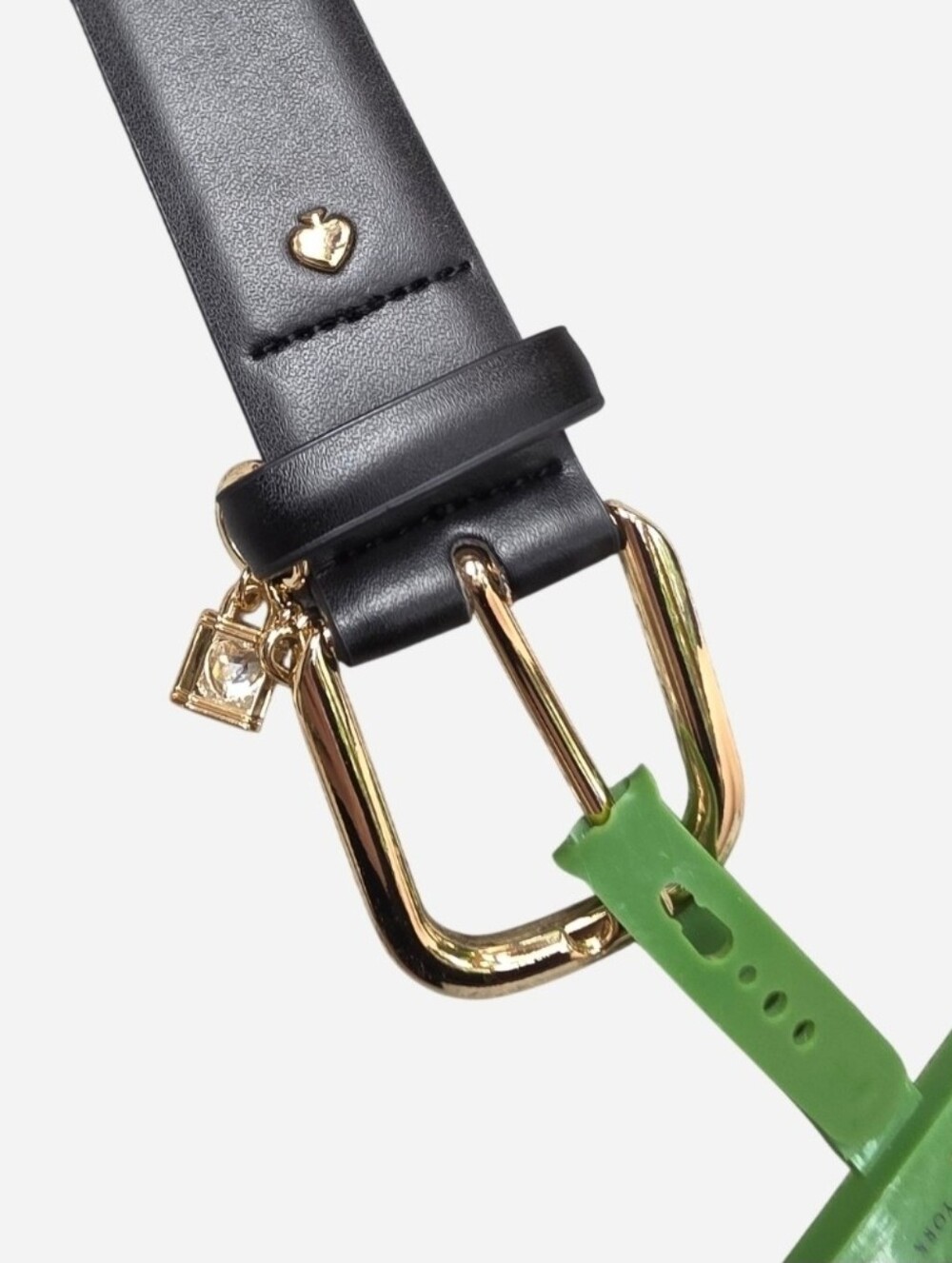kate spade Black Leather Belt with Gold Heart Padlock And Key Charms, XL - Picture 4 of 10